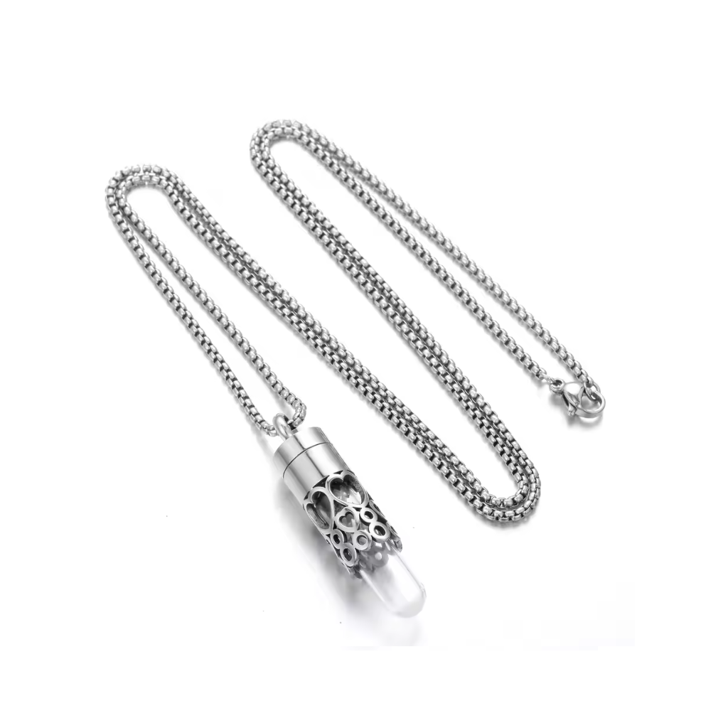 Liquid Energy Kette - Glasphiole mit Stahlornamenten